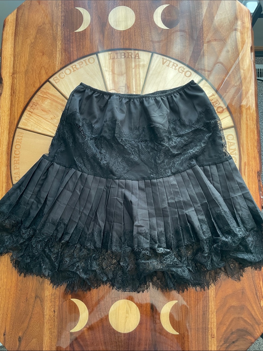 Lace Skirt Accordion Pleated Gothic Feminine Sexy Wear Under Sweater Dress